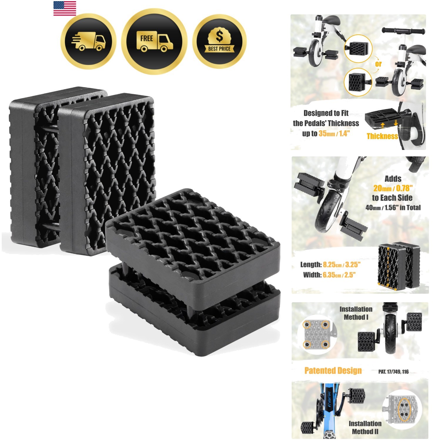 1.5″ Bicycle Pedal Blocks for Child & Adult Bikes – Bring The Pedals Closer t…