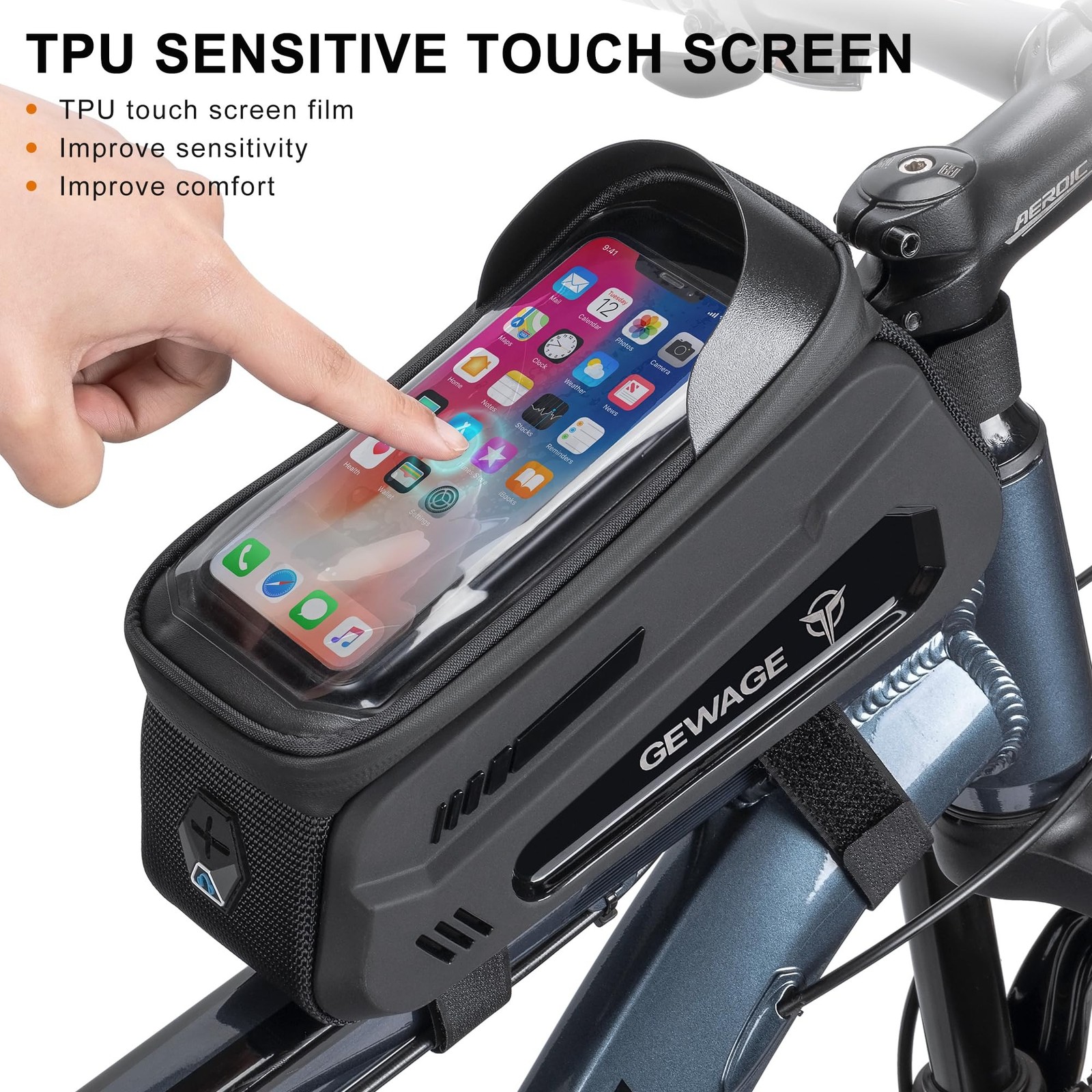 GEWAGE Bicycle Phone Mount Bag & Bicycle Tire Pump, Bike Multitool with Tyre …