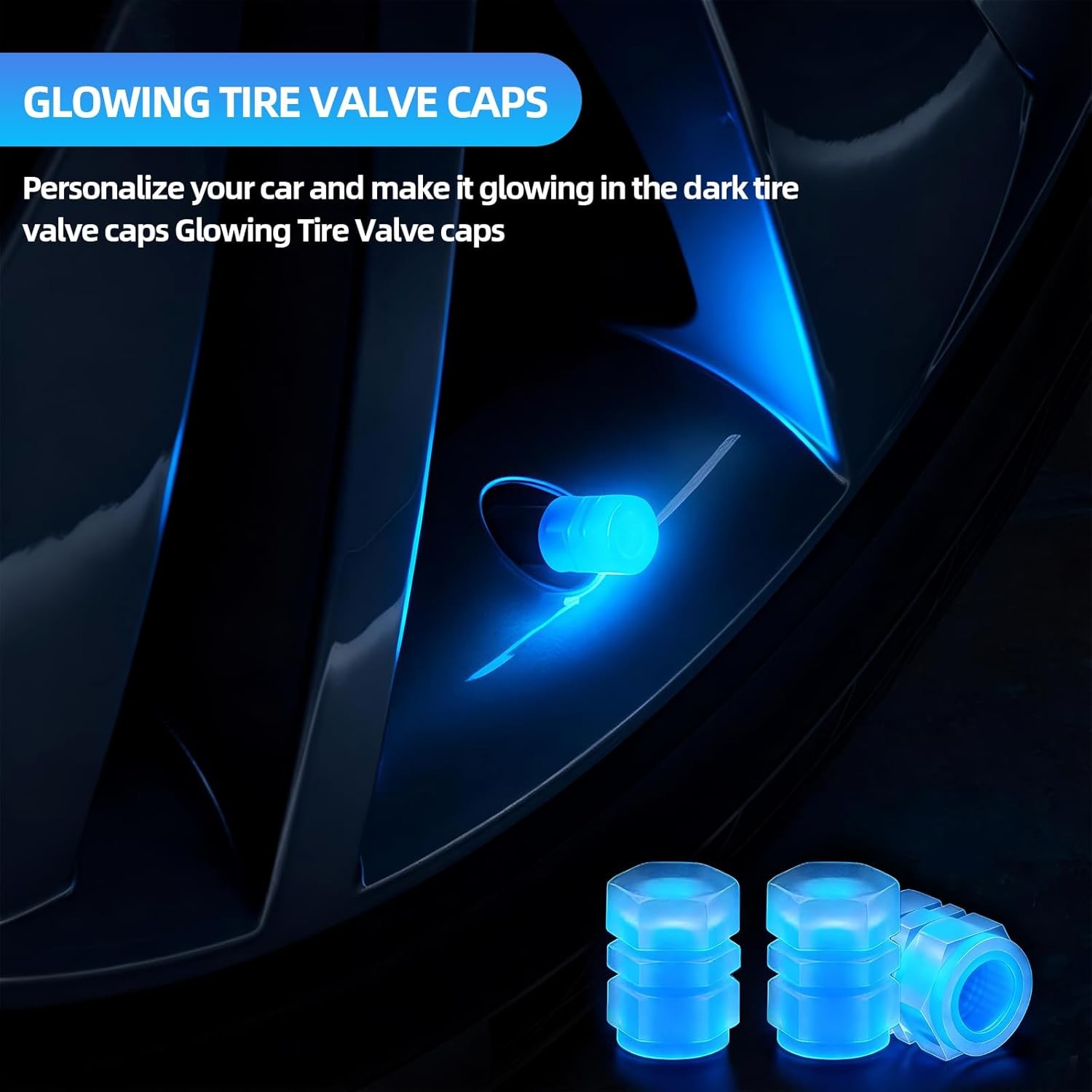 20 Pcs Glow in The Dark Tire Valve Caps Fluorescent Tire Valve Stem Caps, Cool C