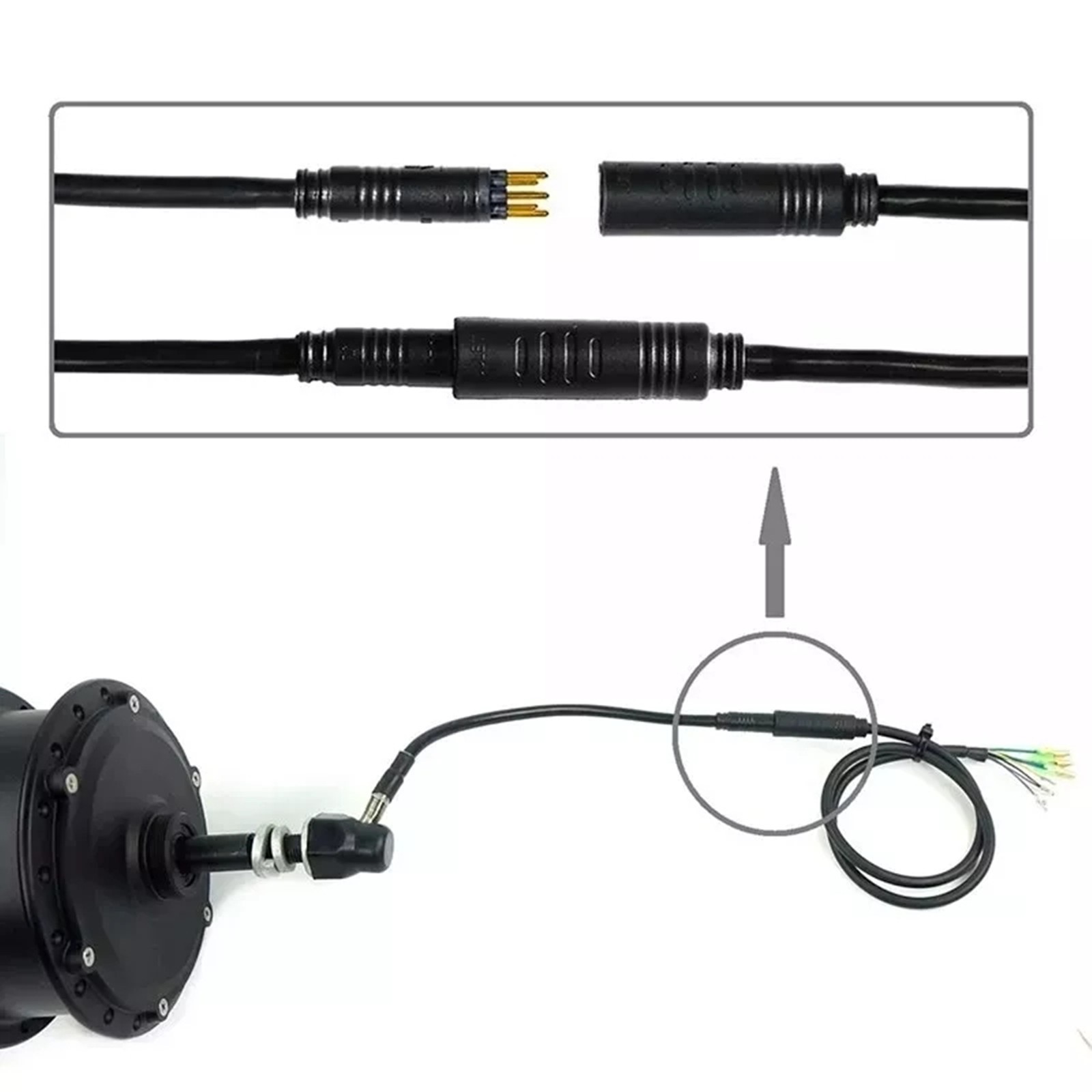 2PCS E-bike Motor Extension Cable 9 Pin Male For Front Rear Wheel Hub Motors