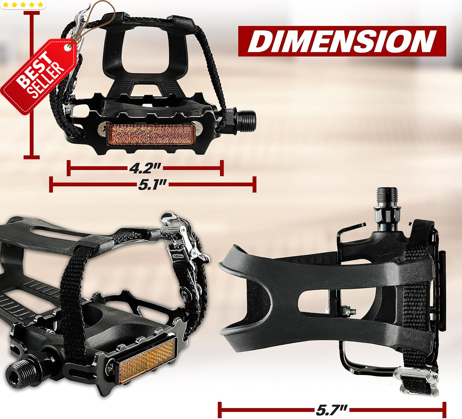 Universal Bike Pedals 9/16″ Non-Slip Lightweight Fit MTB & Adult Bicycles US