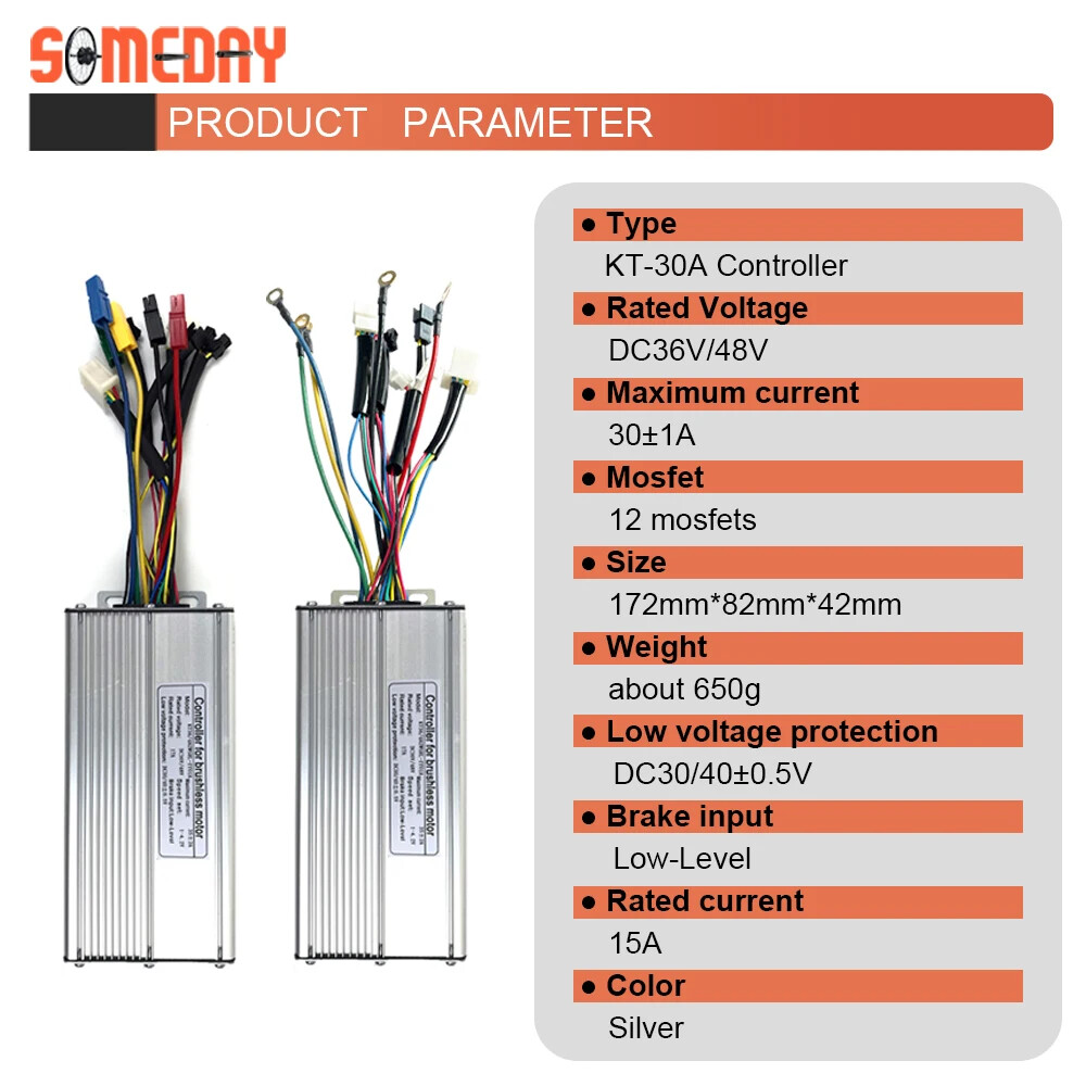 Electric Bike Controller 48V 1000W 30A Brushless Sinewave Controller with Light