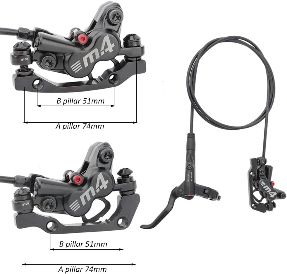 4-Piston MTB Hydraulic Brake Set with 160Mm Floating Disc Rotors, Front and Rear
