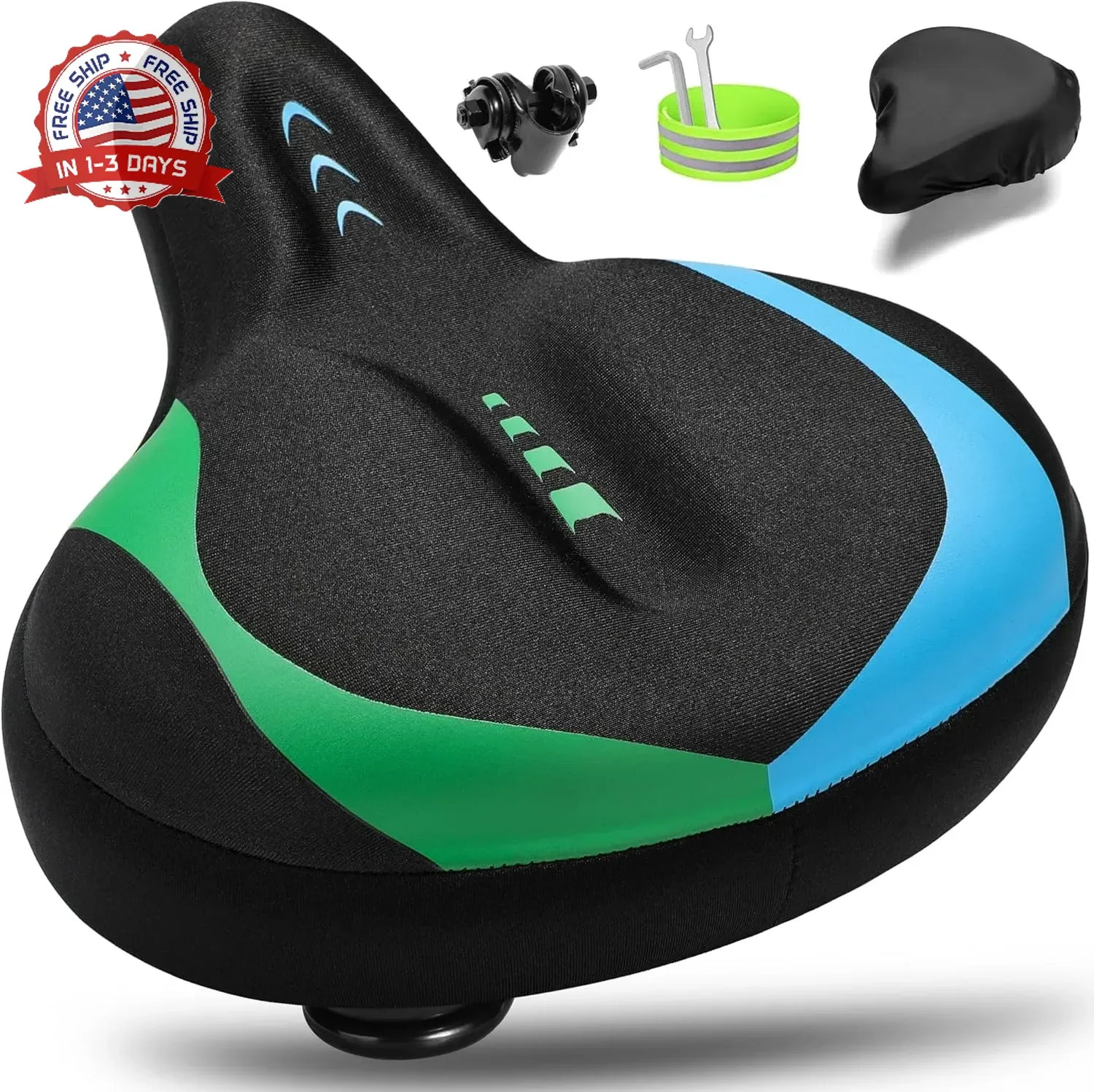 CDYWD Oversized Bike Seat for Men & Women, Comfortable Gel Padded, Extra Wide Bi
