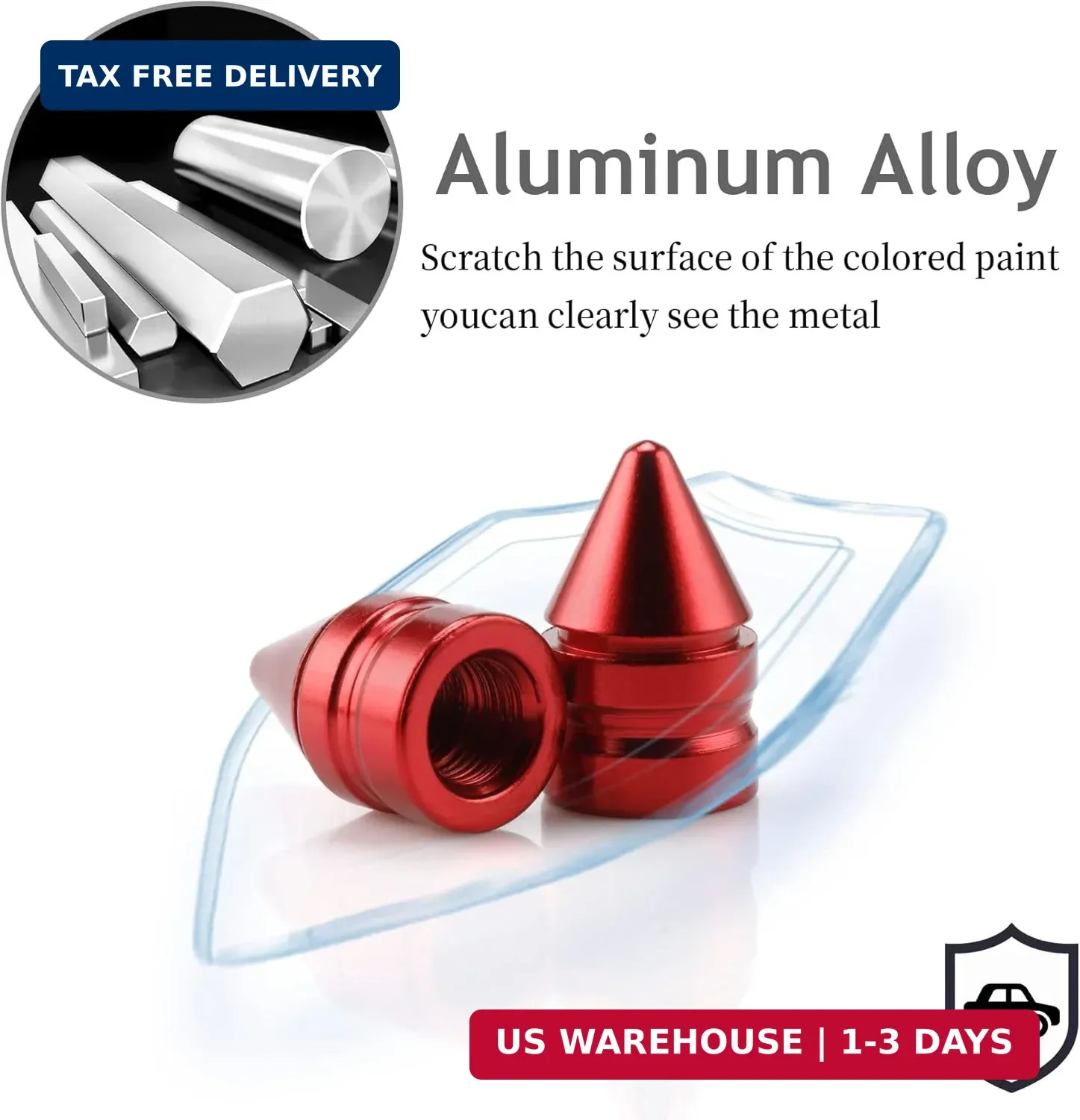 SINGARO Car Tire Valve Caps, 4 Pieces of Universal Aluminum Alloy Tire Trim Acce