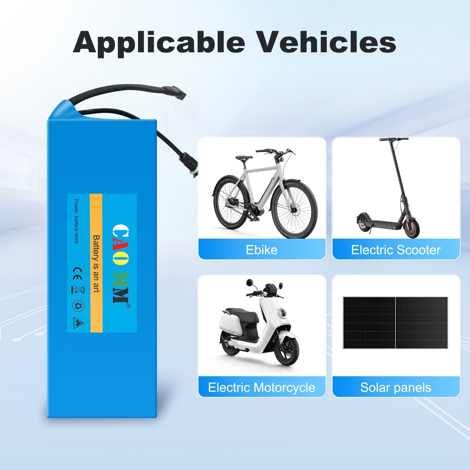 48V 10AH Ebike Lithium Battery for Electric Bicycle 100W-1000W Motor W/ 30A BMS