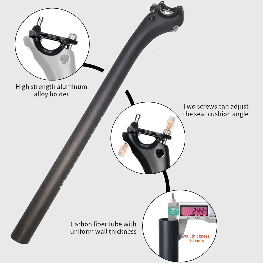 3K Carbon Fiber MTB Road bike Seatpost Bicycle Seat Tube 25.4-31.6mm 20 Offset