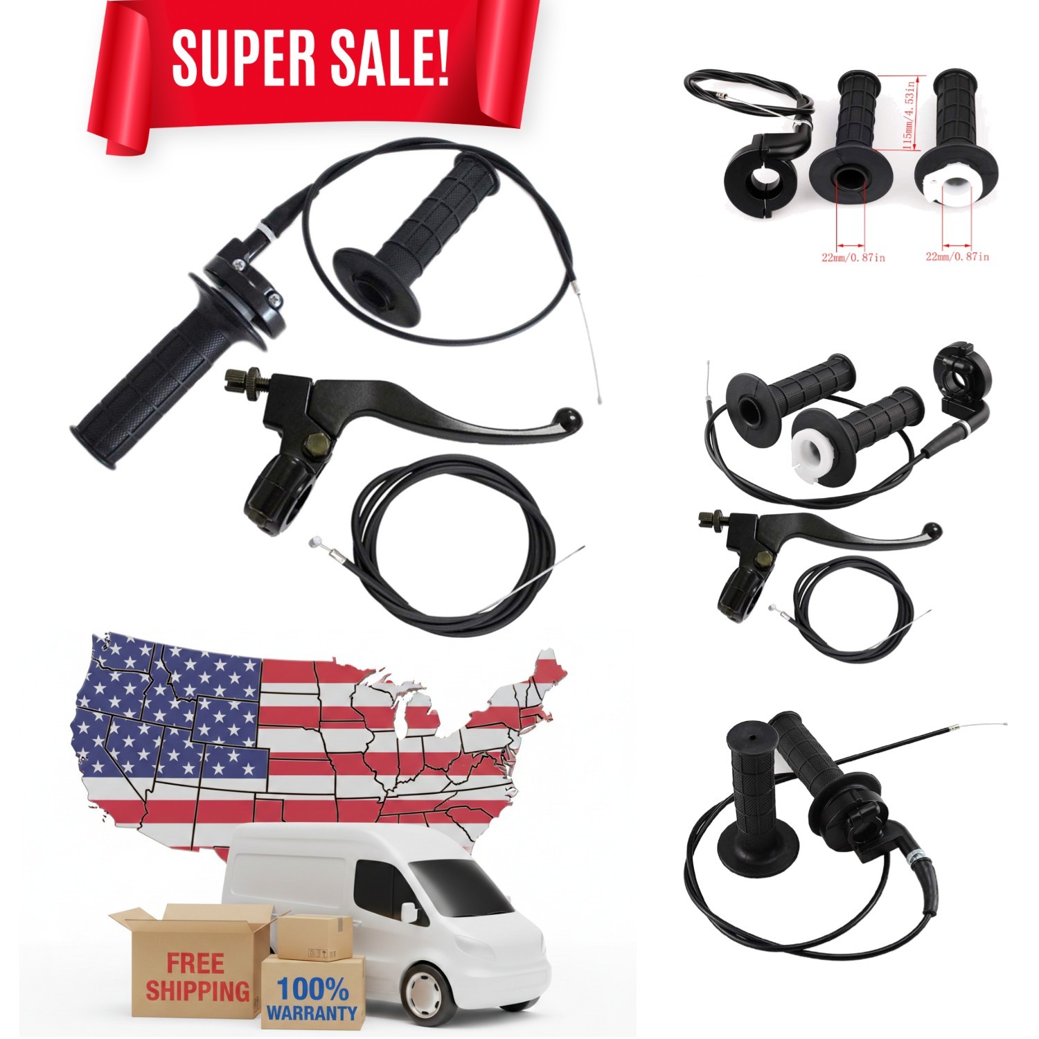 Modern Brake Lever & Throttle Cable Kit for Enhanced Control on Dirt Bikes