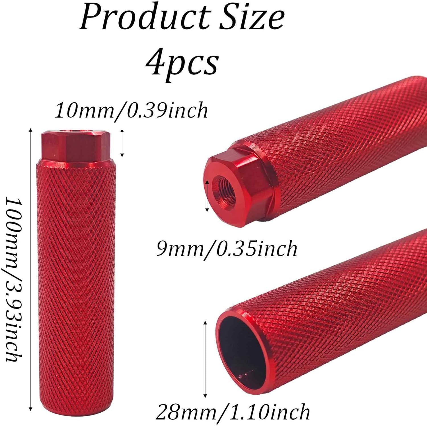4Pcs Aluminum Alloy Anti-Slip Bicycle Foot Pegs for BMX Mountain Red