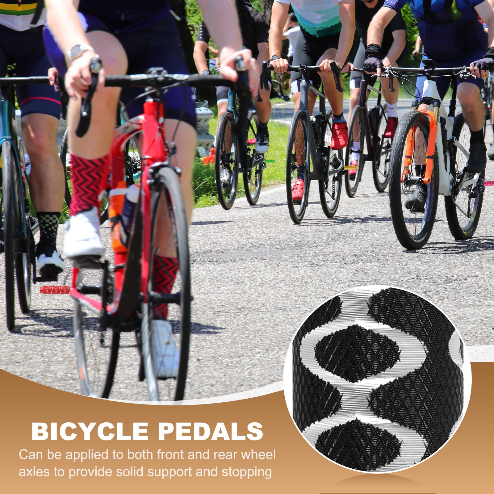 4 Pack Aluminum Alloy Bike Pegs Anti-Skid Fit 3/8 Inch with Circle Silver/Black
