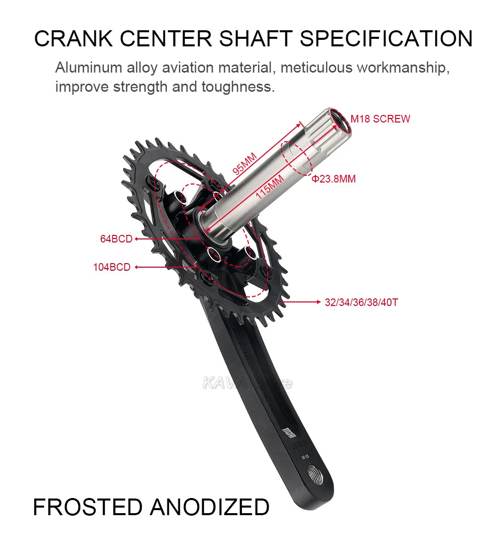 175 170mm 104BCD Mountain Bike Crankset 32 34 36 38 40T Narrow Wide Chainring