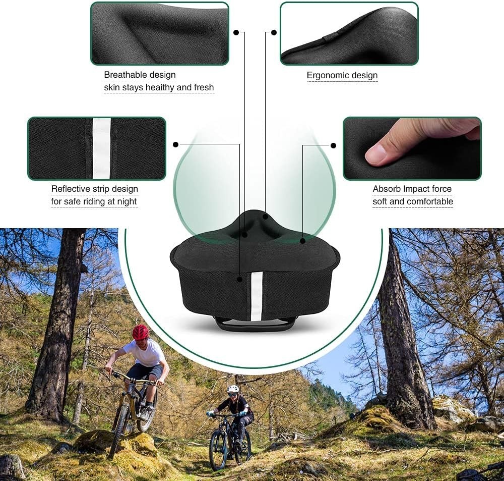 Ultimate Wide Gel Bike Seat Cushion – Soft Cover with Waterproof Case Included