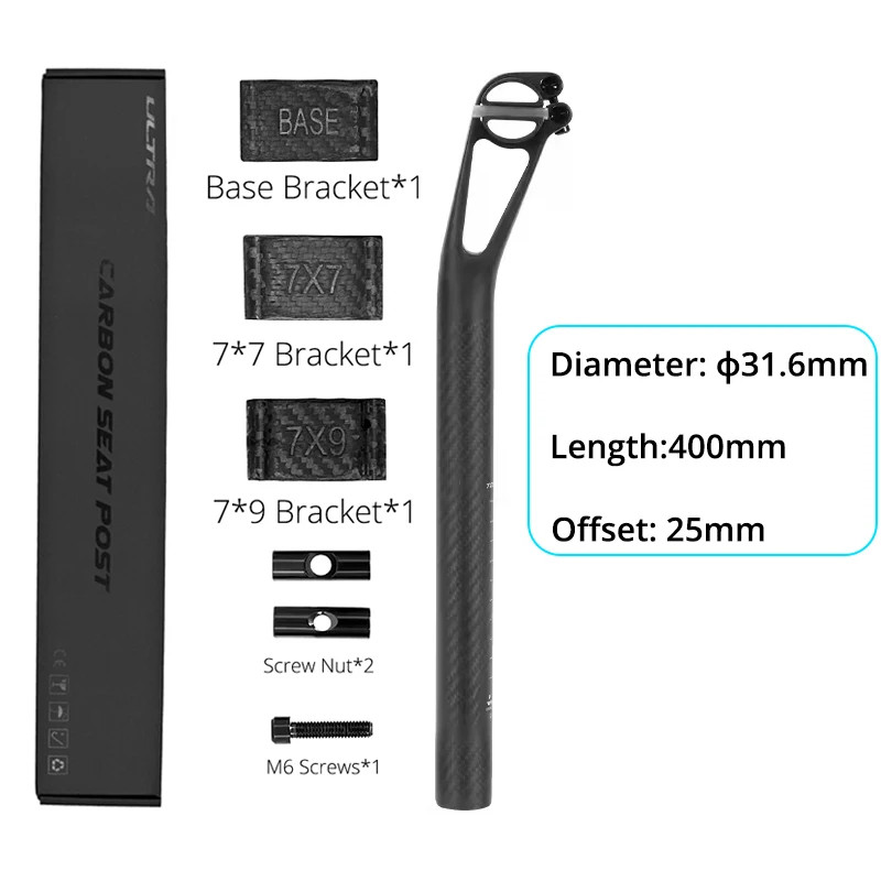 Carbon Seatpost 25.4/27.2/30.9/31.6MM Offset 5MM/25MM for MTB/Road Seat Tube