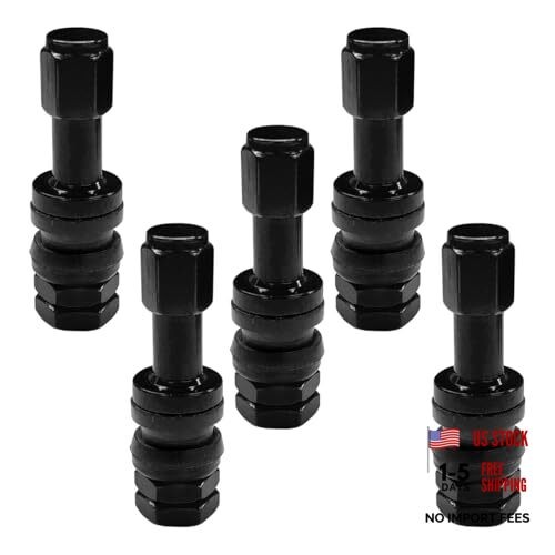 TR43E Metal Clamp-in Tire Valve Stems, Tubeless Aluminum Alloy Car Tire Black