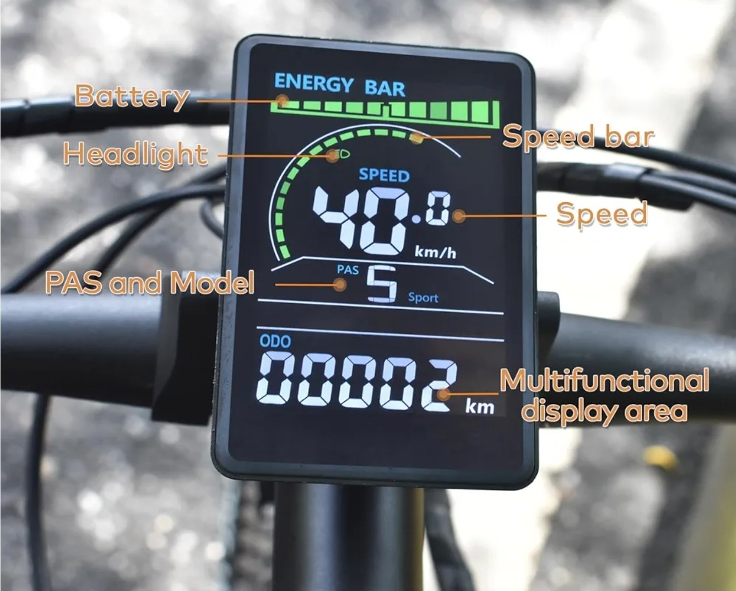 Ebike Display, UART No. 2 Protocol, 24V-60V ABS Colorful Cycling Computer 6 Core