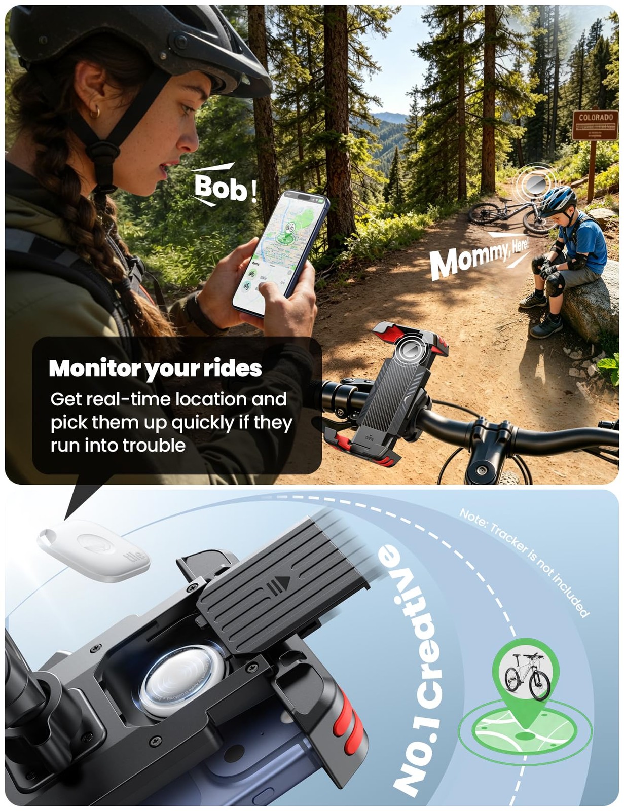 Bike Phone Holder [Hidden Tracker Storage] Phone Holder for Bike [1S Auto Loc…