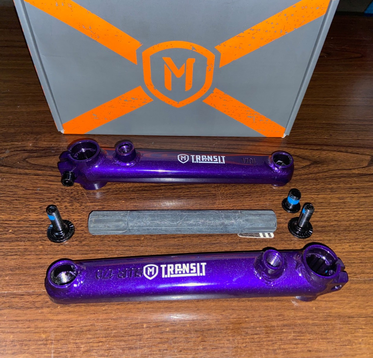 MISSION TRANSIT V2 BMX 3 pc CRANKS 170mm KINK SE SUBROSA RANT GT HARO PURPLE NEW