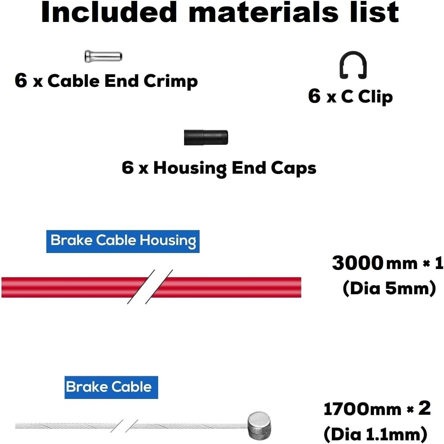 Complete Brake Cable Set with 9.8ft Red Housing – Durable and Reliable