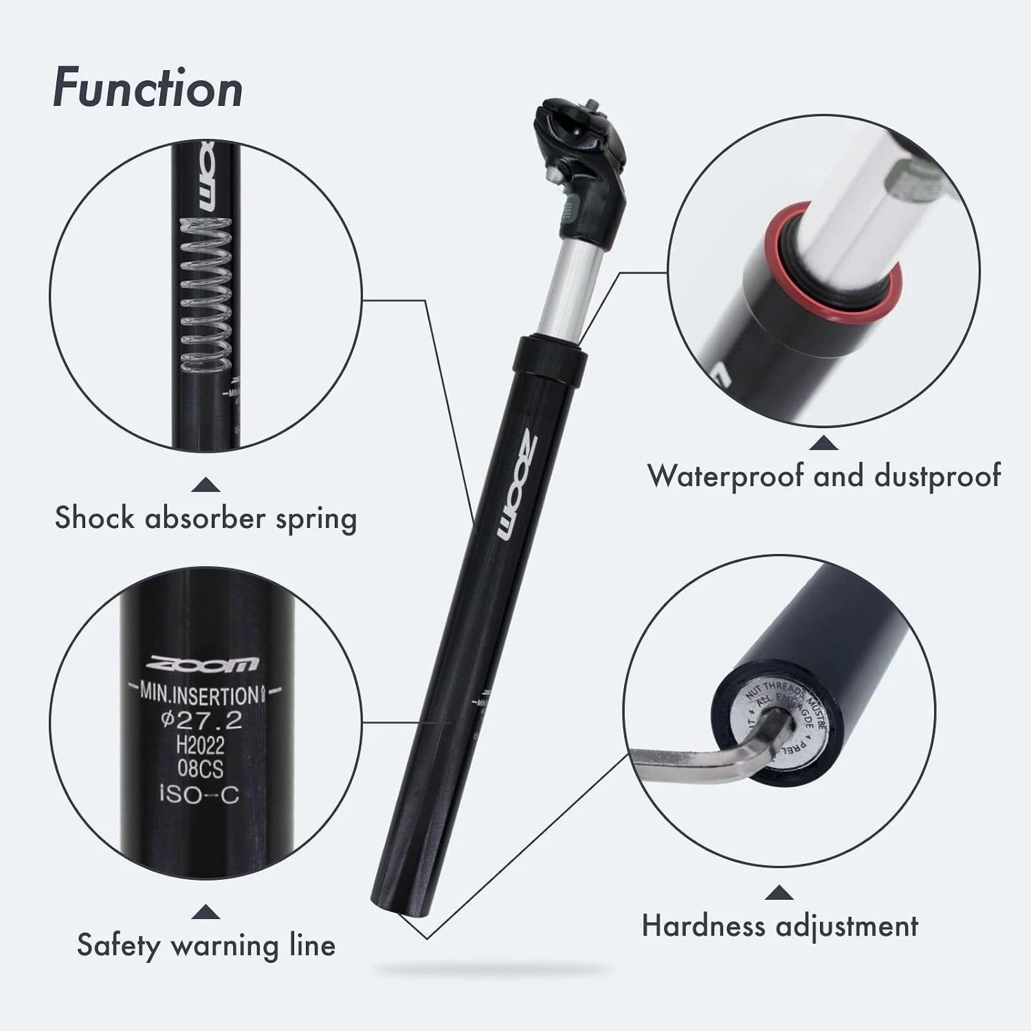 Bike Suspension Seatpost Shock Absorber Damper Post 27.2 30.9 31.6 mm, Lightw…