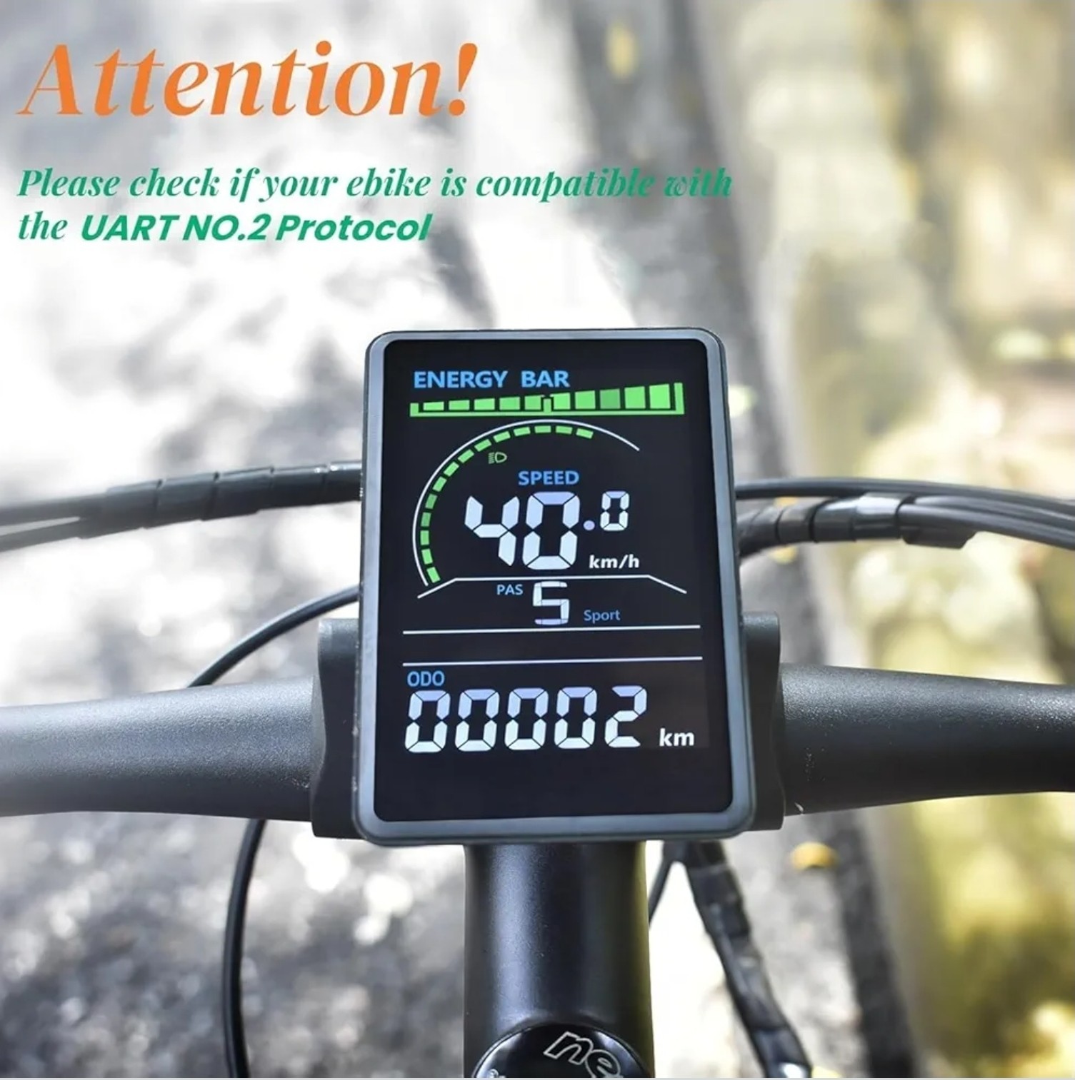 Ebike Display, UART No. 2 Protocol, 24V-60V ABS Colorful Cycling Computer 6 Core