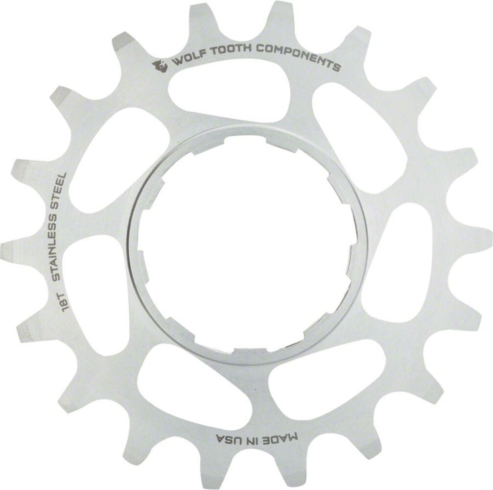 Wolf Tooth Single Speed Stainless Steel Cog – 18t Compatible 3/32″ Chains