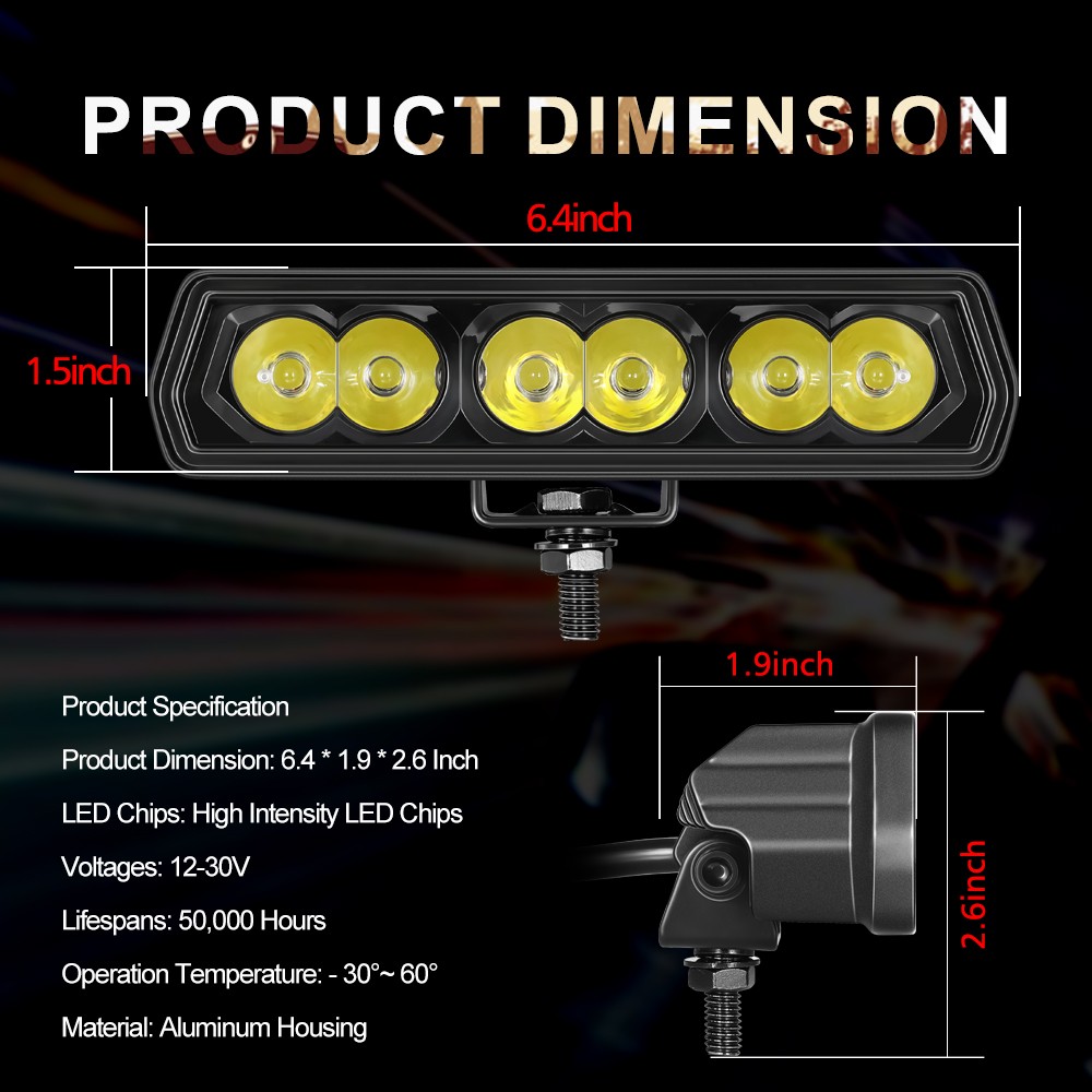 For E-Bike Bicycle Headlight Front LED Light Bar Ultra-Bright LED 6000 Lumens 6″