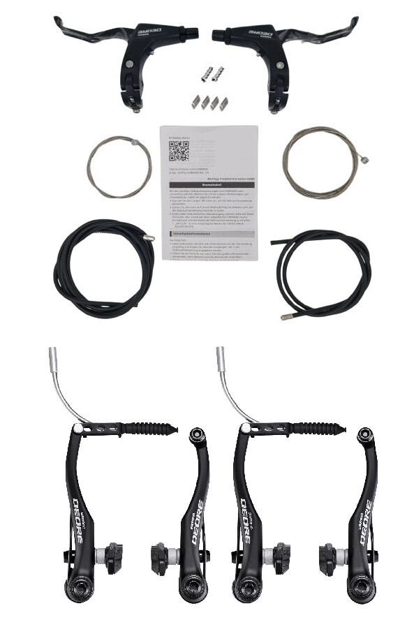 Shimano V-Brake Brake Set Levers Deore BL-T611 BR-T 610 with Cable Sleeve Black