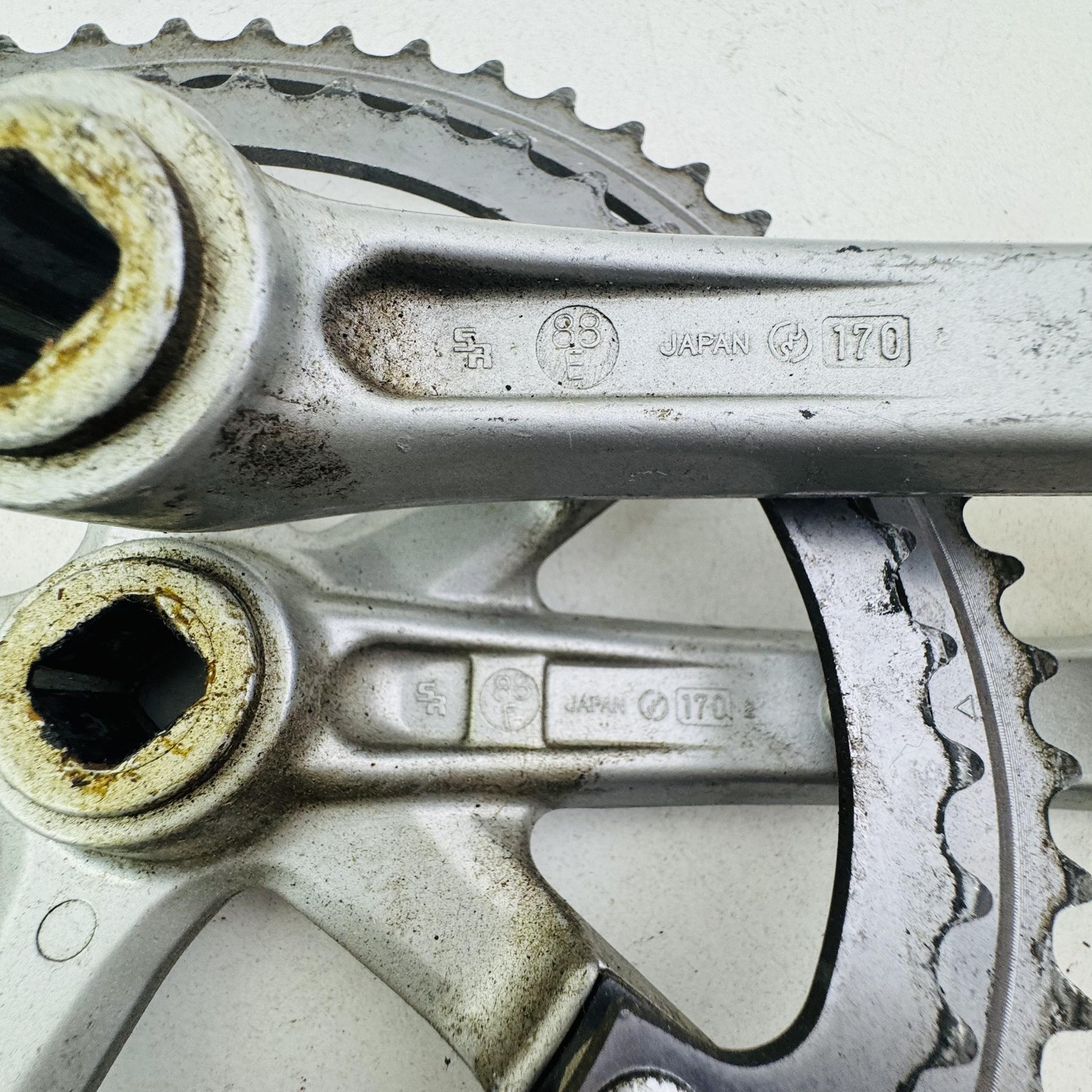 Vintage SR EDGE Double Crankset Road Bike170mm 52/42T Silver Japan A22