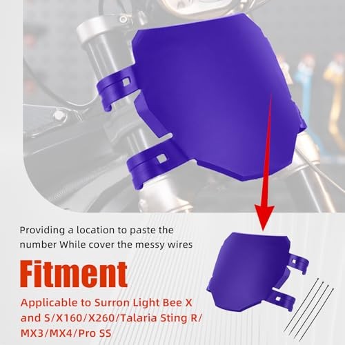 Front Number Plate for Ebike,Electric Dirt Bike Plate 9.06″Lx 6.69″W Purple