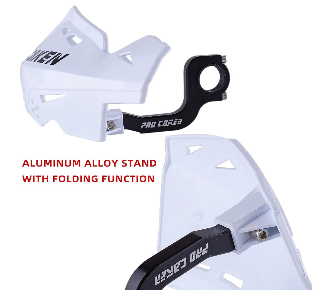 PRO CAKEN Handlebar Hand Guards Nylon 7/8″ 1 1/8″ Dirt Bike White