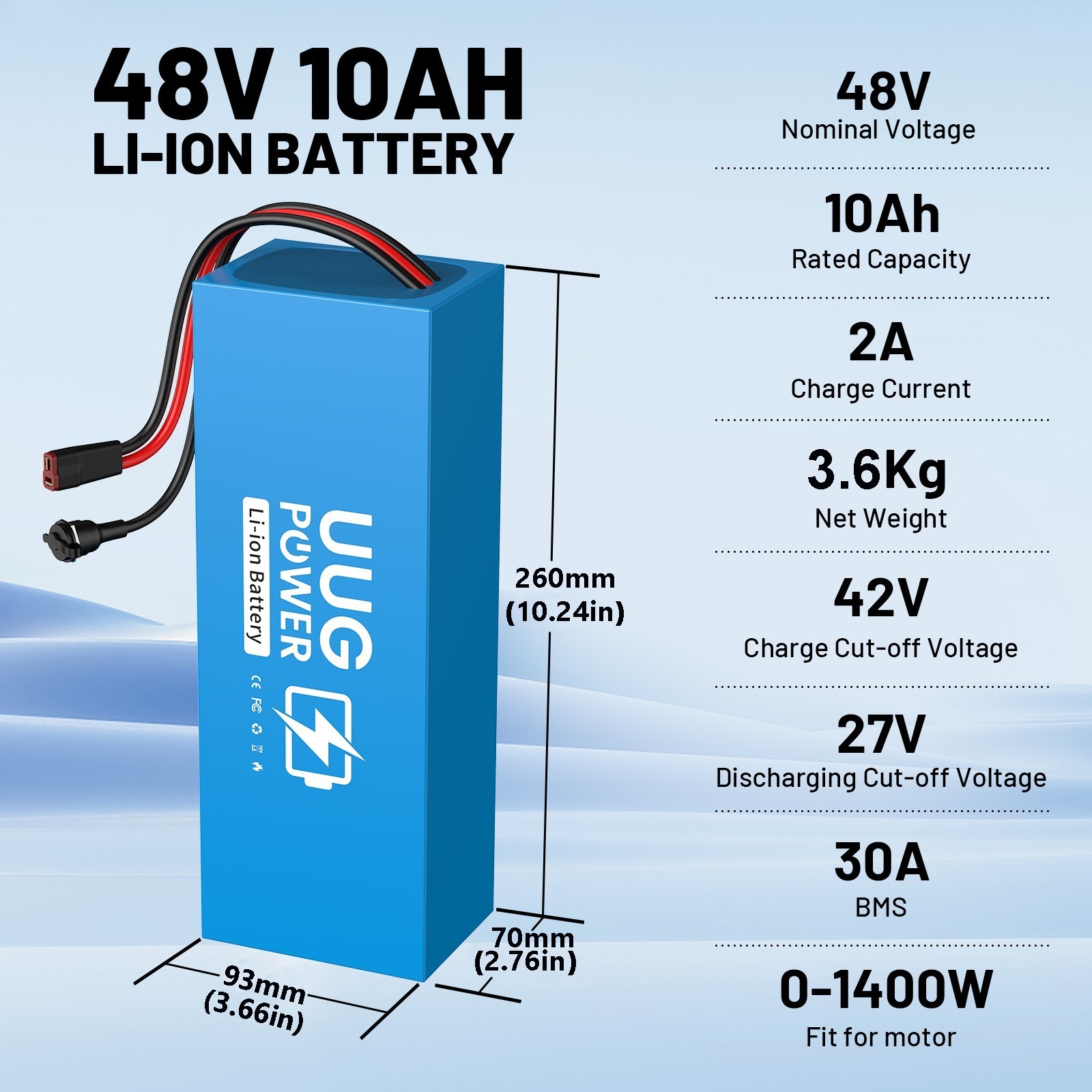 48V 10Ah Ebike Li-ion Battery Pack for Electric Bike Battery Motor with 30A BMS