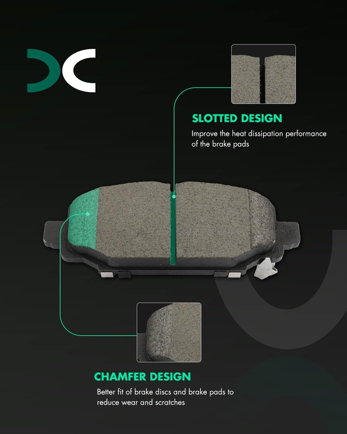 Scitoo D2172 D2177 Ceramic Brake Pads Sets W/Hardware Replacement For Jeep For