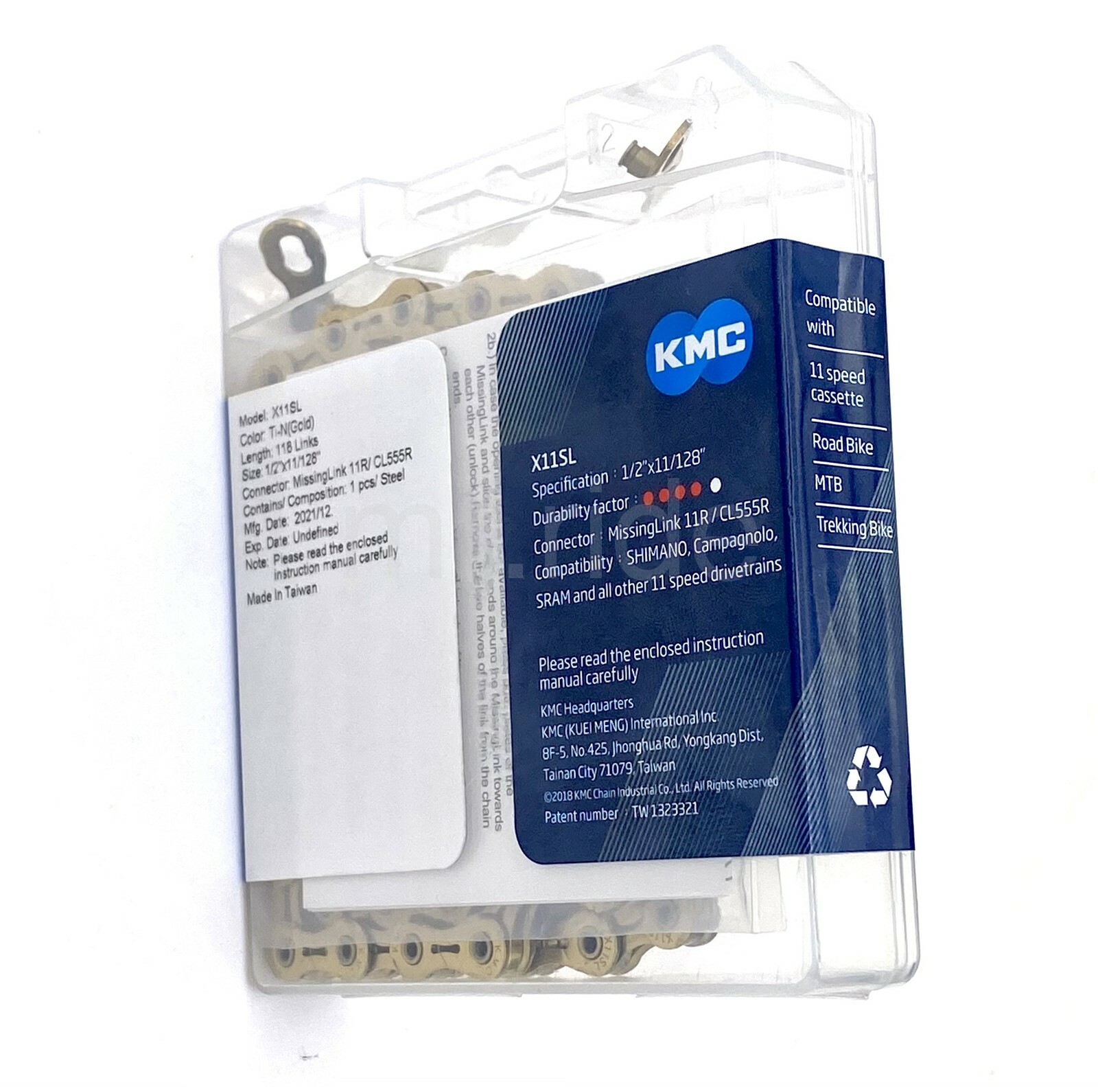 KMC X11SL Ti-N Gold Super Light Bike Chain 11-Speed Shimano/Sram 118 Links