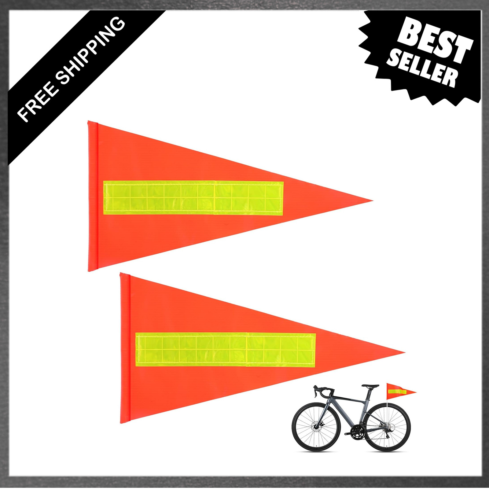 Bike Safety Flag Orange Reflective Strip Waterproof 41x22cm for Bikes Electric