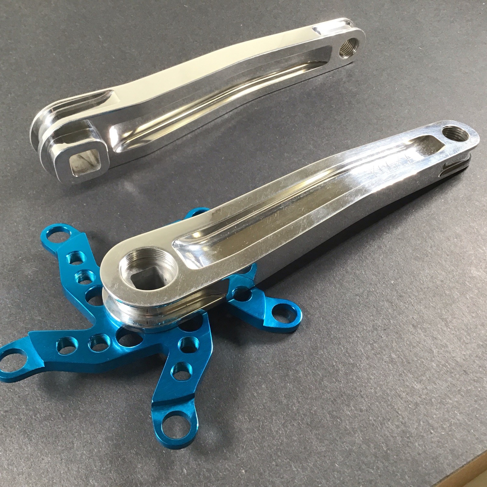 Kooka Crank Arm Set Silver/Blue 170mm 74/110 NOS Vintage MTB Grafton Yeti Klein