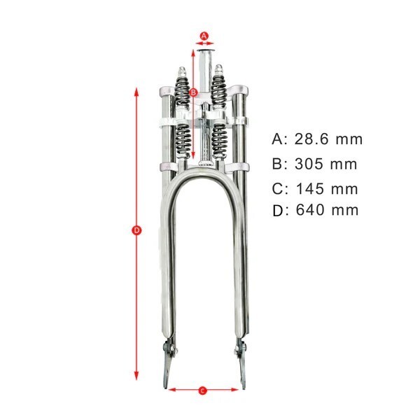 Adjustable 26″- 29″ x 3 – 4.0 Dual Spring 1-1/8″ Classic Fork With Disc Mount