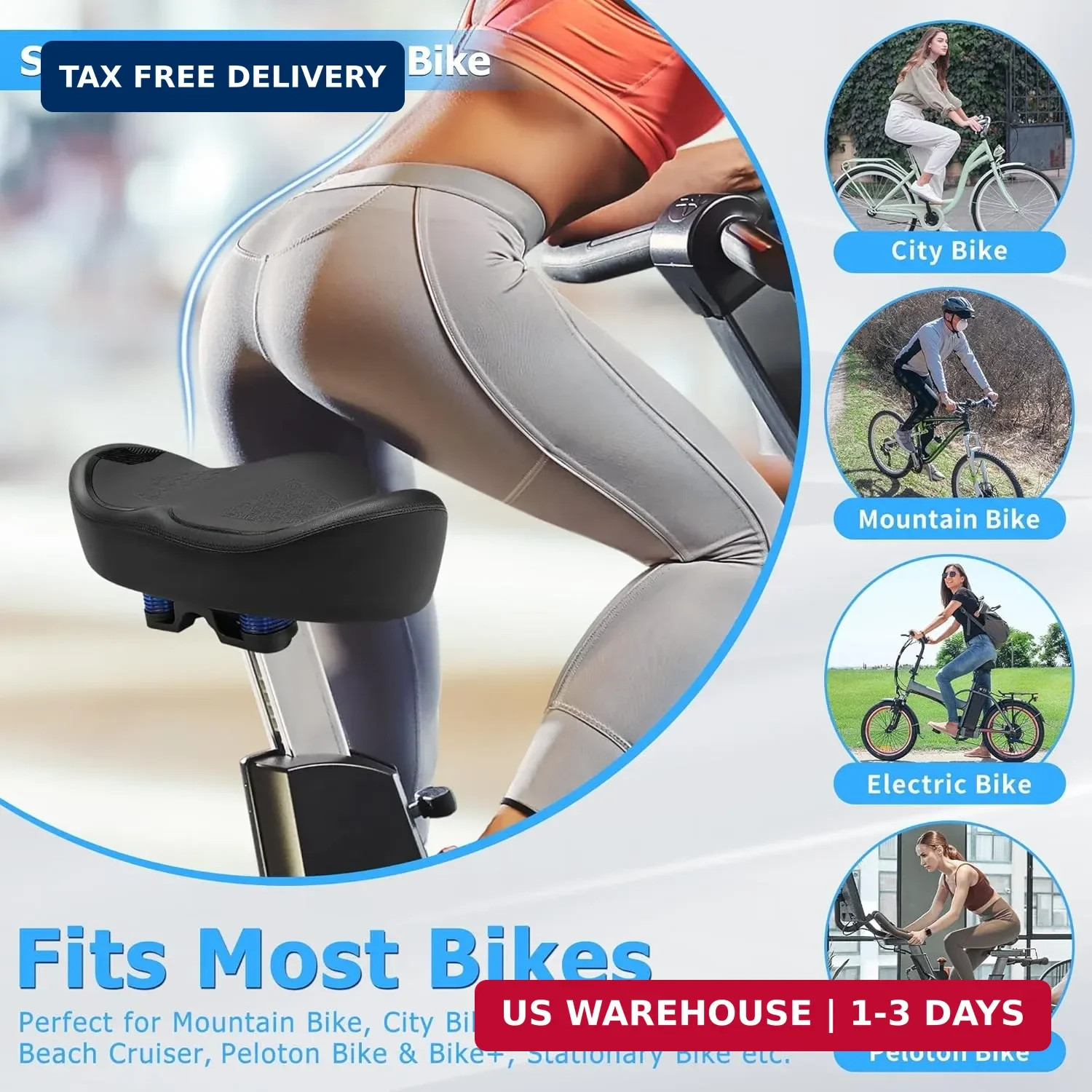 CDYWD Noseless Oversized Bike Seat for Men Women Comfort, Extra Wide Padded Bicy