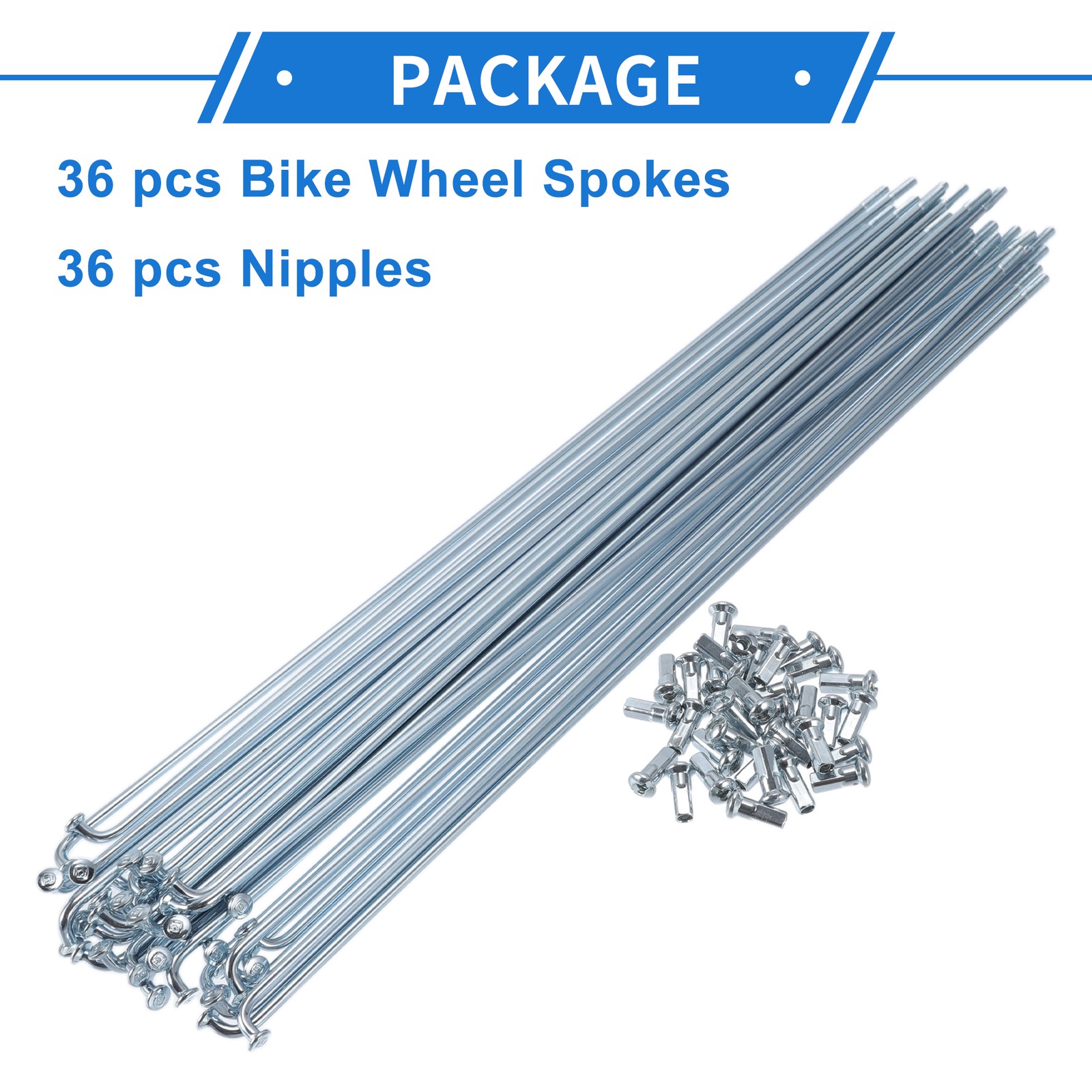1 Set 12G 257mm Length Bicycle Spokes Nipple Carbon Steel Galvanized Universal