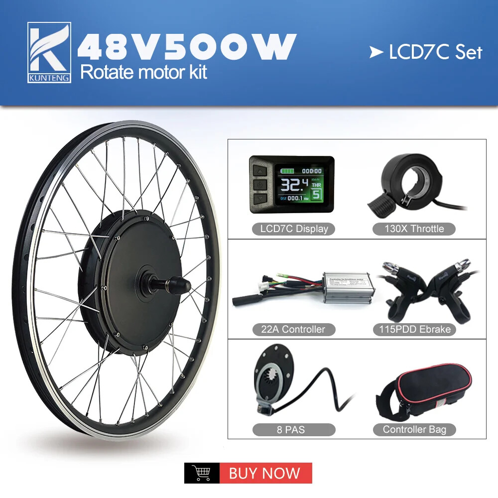 36V 48V 500W Rear Rotate Brushless Gearless Hub Motor for E-bike Conversion Kit