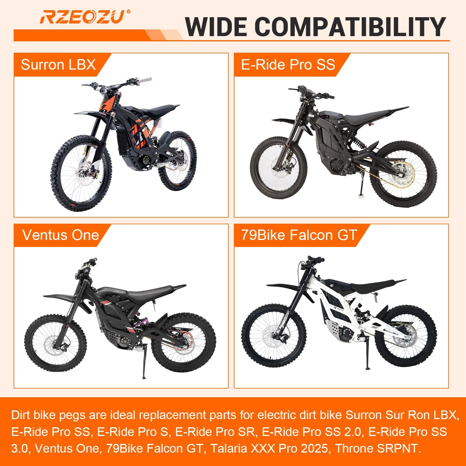 RZEOZU CNC Dirt Bike Pegs Compatible with Surron Sur Ron LBX E-Ride Pro S SS …