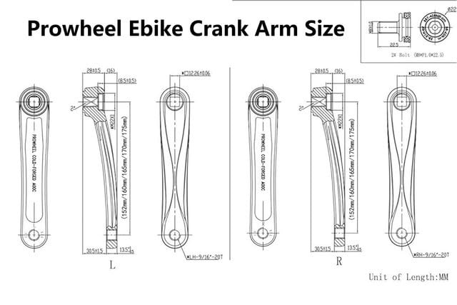 Ebike Crank Arm Available in Square Hole,140MM/152MM/160MM/165MM/170MM/175MM …