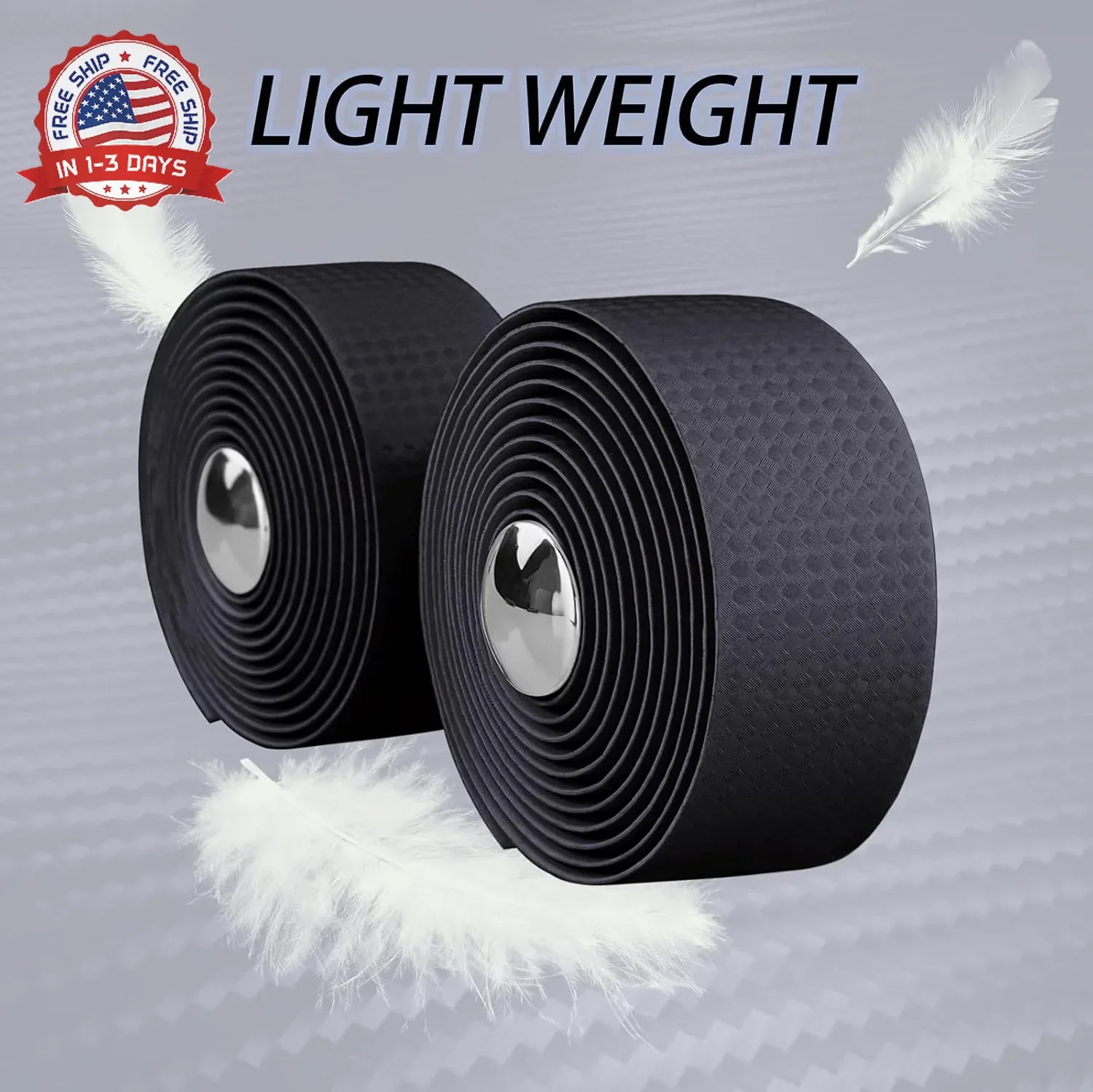 KINGOU Carbon Fiber PU Leather Road Bike Handlebar Tape Bar Tapes – 2PCS Per Set