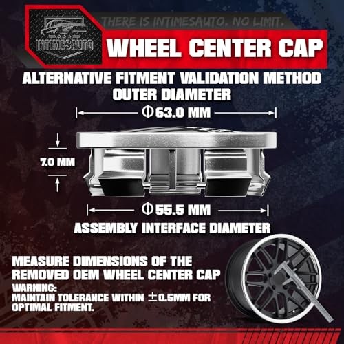 63MM 2.5 Inch Wheel Center 63.0MM O.D. / 55.5MM I.D. Chrome with American Flag