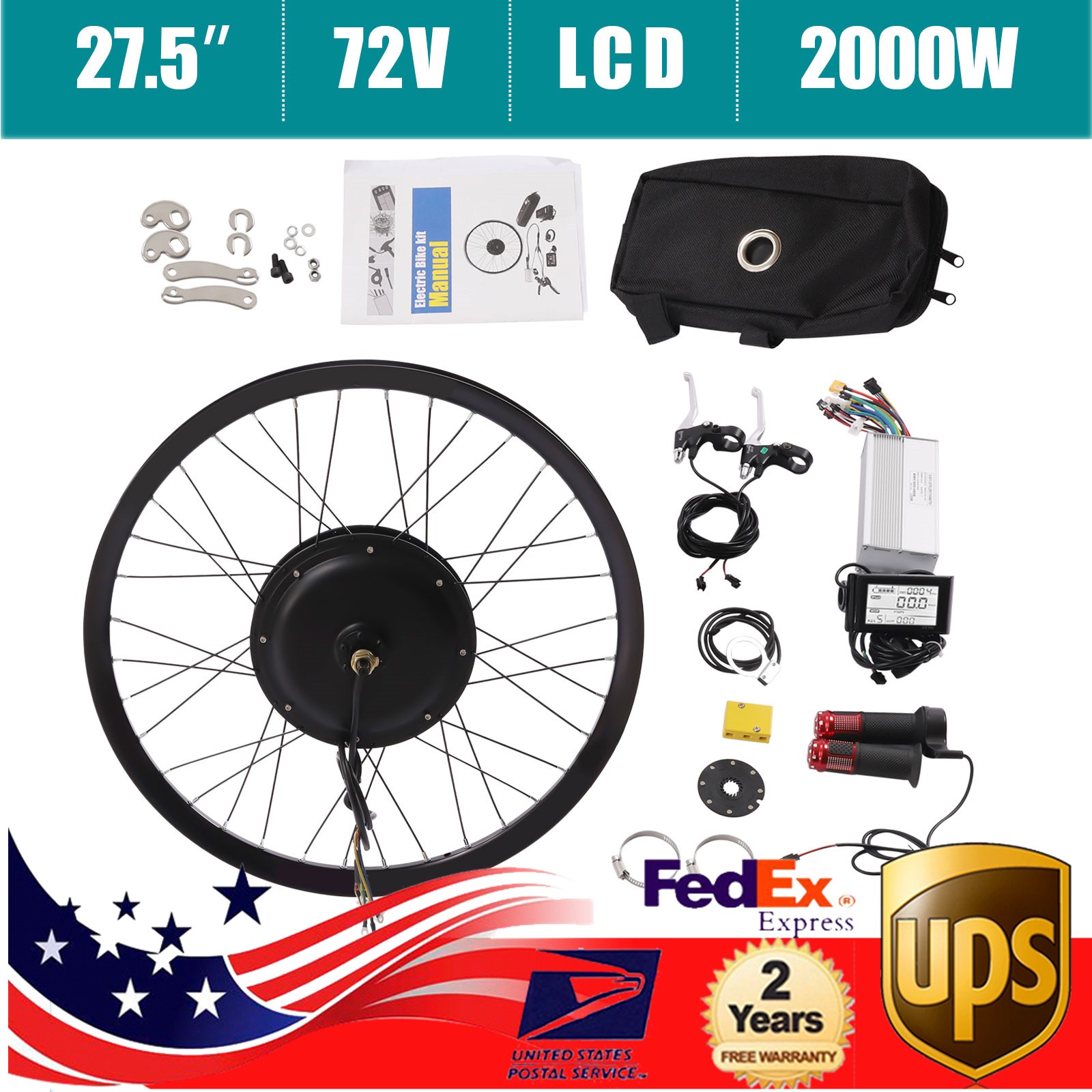 Electric Bicycle Conversion Kit 72v 2000w Rear Wheel E-bike Conversion Kits