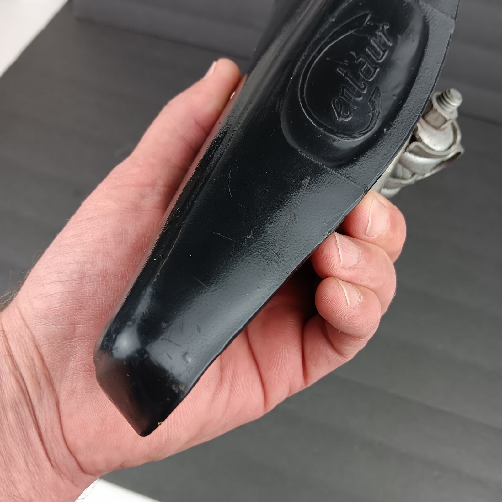 Vintage Centaur Italy Spring Bicycle Seat 10.25″×5.75″ Inches Black Vinyl Rubber