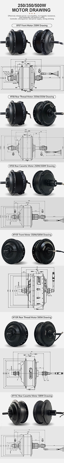 36V 48V 250W 350W 500W Electric Bike Front/Rear Wheel Hub Motor Conversion Kit