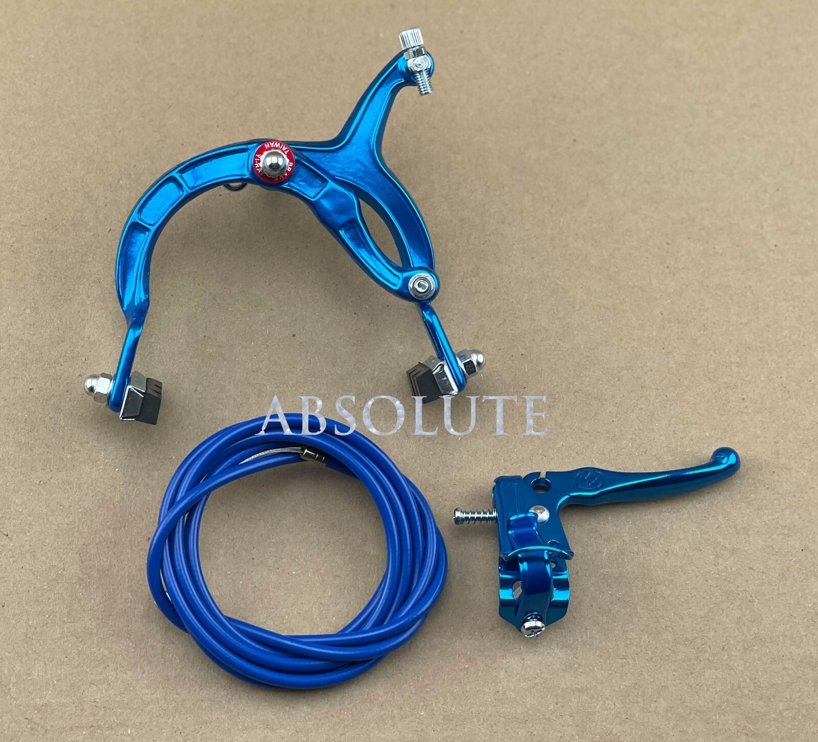 ALL BLUE OLD SCHOOL BMX BIKE MX REAR BRAKE LEVER CABLE CALIPER CRUISER BICYCLE.