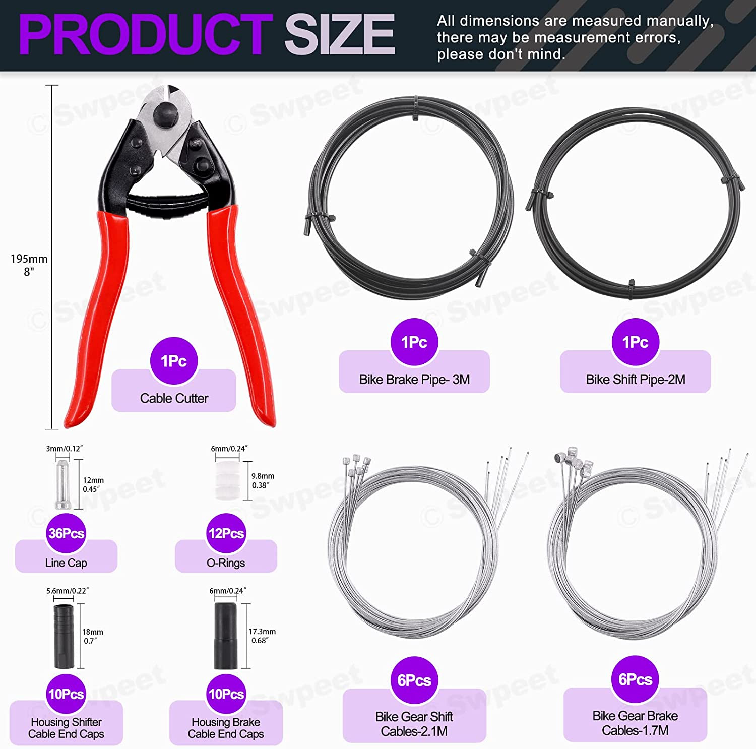 83Pcs Stainless Steel Bike Cable Cutter and Brake Cable Housing Shift Cable Hous