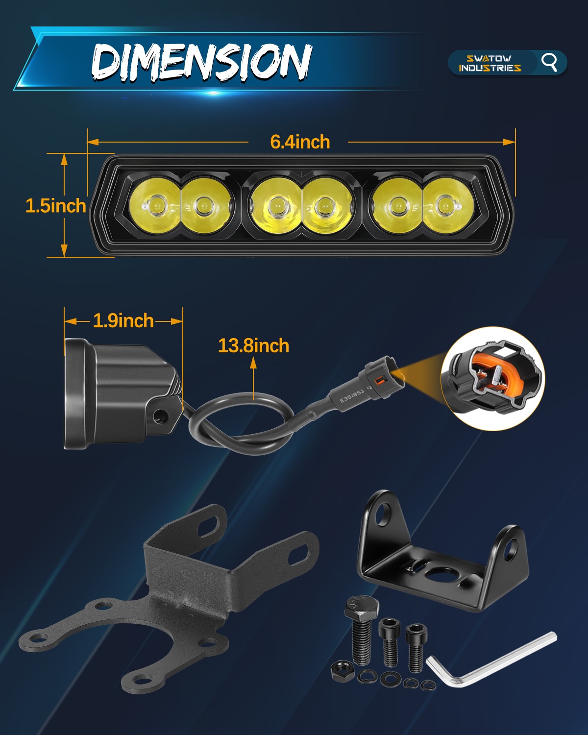 For E-Bike Bicycle Headlight Front LED Light Bar Ultra-Bright LED 6000 Lumens 6″