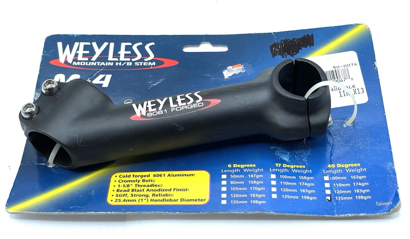 Weyless High Rise MTB’s/ Hybrid Stem 135mm / 40 Degree Rise NOS